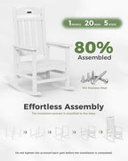 Oversized Rocking Chairs Outdoor Set of 4, High Back Porch Rocking Chair - Image 9