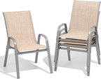 Patio Chairs Sset of 4, Easily Set Up Stackable Outdoor Dining Chairs by Dovov