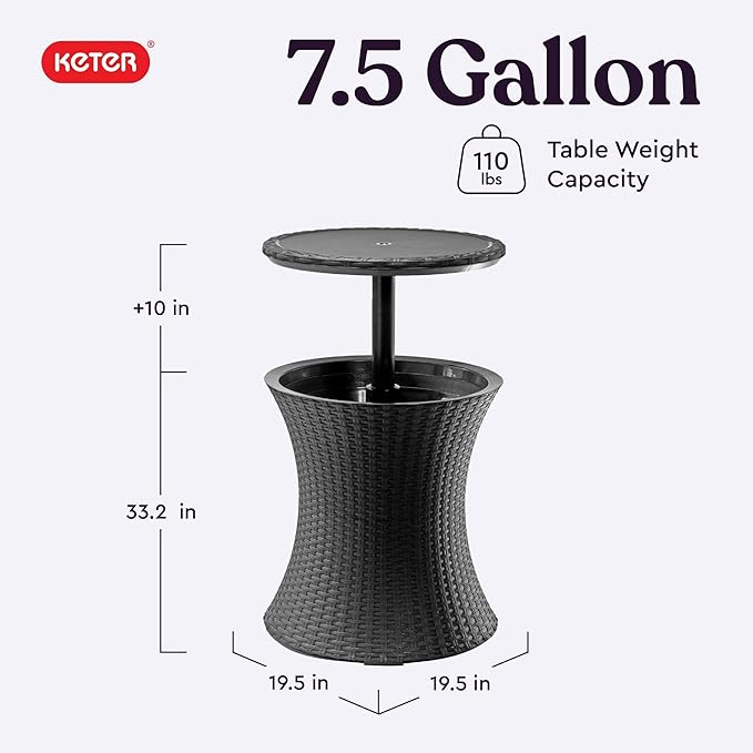 Keter Pacific Cool Bar Outdoor Patio Furniture and Hot Tub Side Table - Image 3