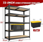 REIBII 2400LBS Storage Shelves 5 Tier Garage Shelving Heavy Duty Adjustable - Image 3