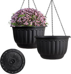 YIKUSH Planters for Outdoor Plants 2 Pack Black Plant Pots by YIKUSH