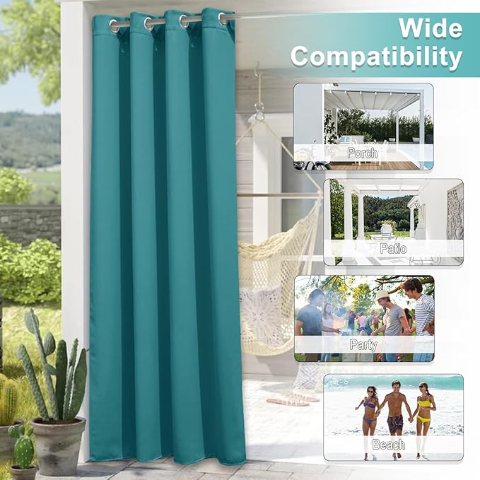 NICETOWN Peacock Teal Outdoor Curtains - Image 6