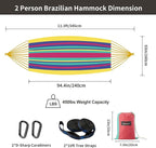 Brazilian Double Hammock with Tree Straps, Extra Large 94x63IN, 2 Persons - Image 3