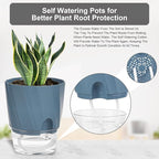 KIMCHOMERSE Self Watering Plant Pots, 6 Inch Plant Pots White, 3 Pack Flowers - Image 5