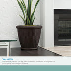 Suncast 18" Resin Indoor/Outdoor Wicker Planter, Made in the USA - Image 6