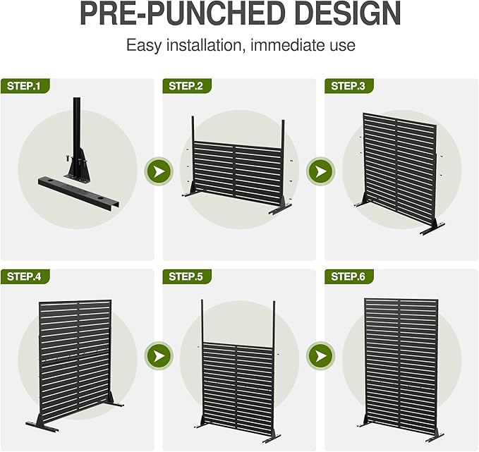 Casaphoria 72" H x 47" W Metal Outdoor Privacy Screen, Freestanding Decorative - Image 8