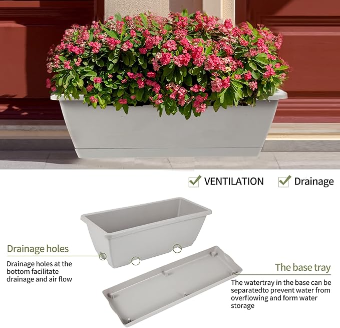8pcs Window Box Planter, 17 Inches Flower Window Boxes, Rectangle Planters Box - Image 6
