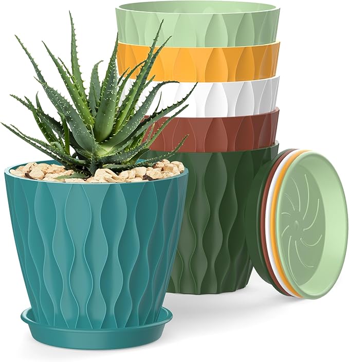 4 Inch Plant Pots, 6 Pack Indoor Flower Pots, Planters by SQKH