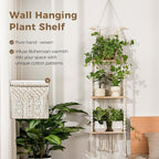 Bamworld Plant Wall Shelf Boho Plant Stand Window Plant Shelf 3 Tier Macrame - Image 4
