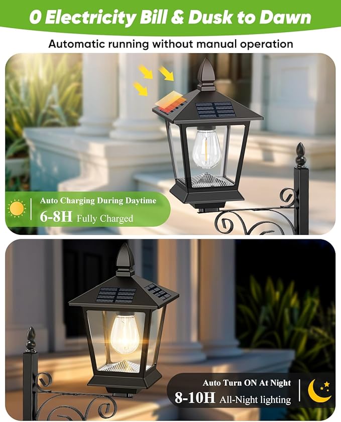 2 in 1 Outdoor Flower Pots, 35” Solar Lamp Post Light - Image 3