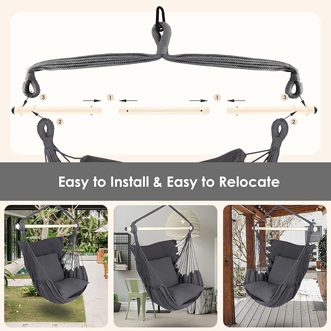 Highwild Hammock Chair Hanging Rope Swing - Image 6