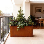 Rusted Metallic Heavy Rectangular Planter 30" x 12" x 24" - Image 7