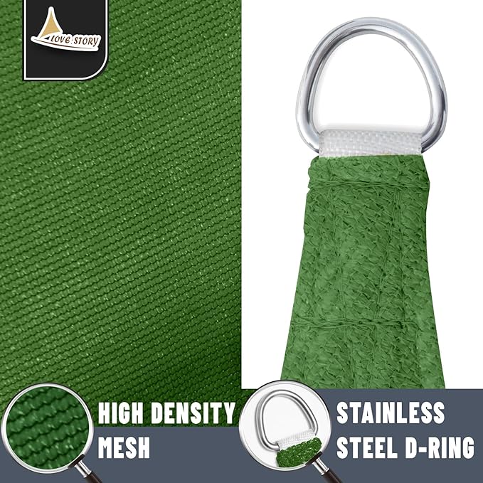 LOVE STORY Custom Size 7'x15' Piquant Green Sun Shade Sail Rectangle UV Block - Image 5