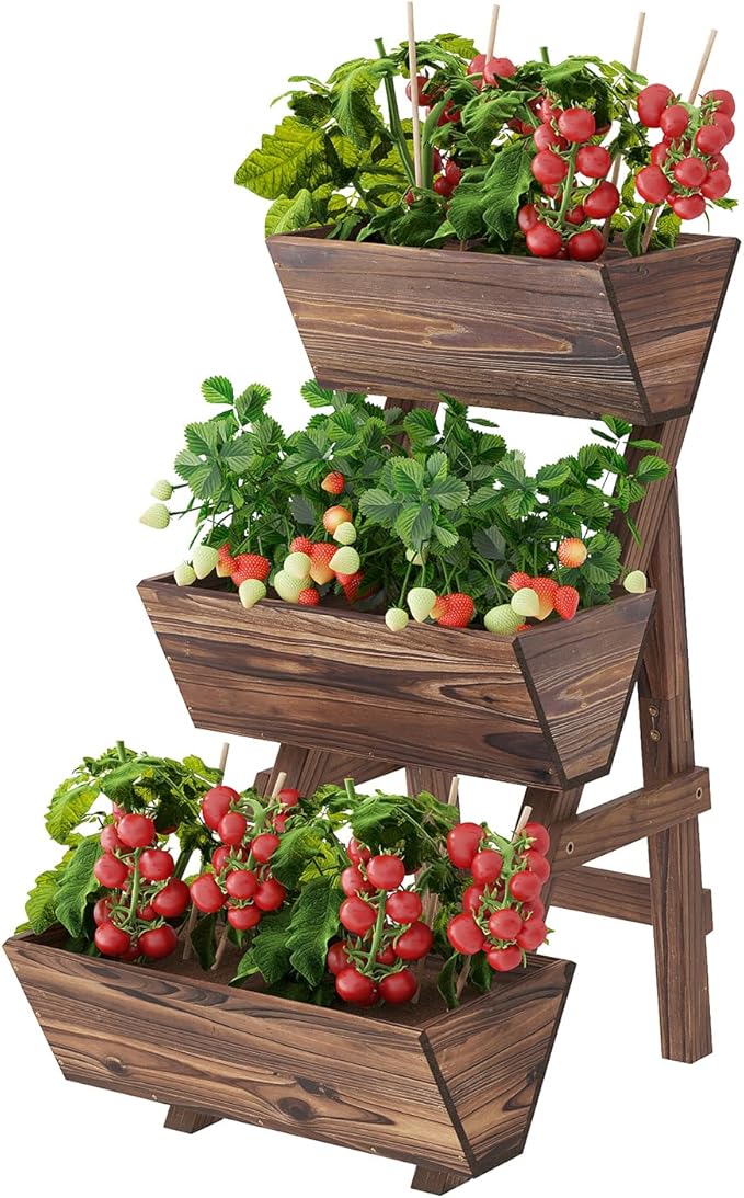 3-Tier Wooden Vertical Raised Garden Bed by PULIJIAJU