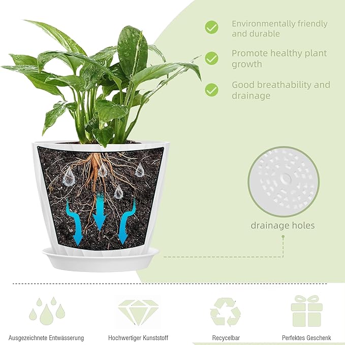 4/4.5/5/5.5/6/6.5/7 Inch Plant Pots, 7 Pack Flower Pots - Image 3