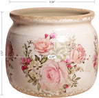 Ceramic Planter for Indoor Plants, 6.29 Inch Rose Pattern Crackle Glaze Flower - Image 3