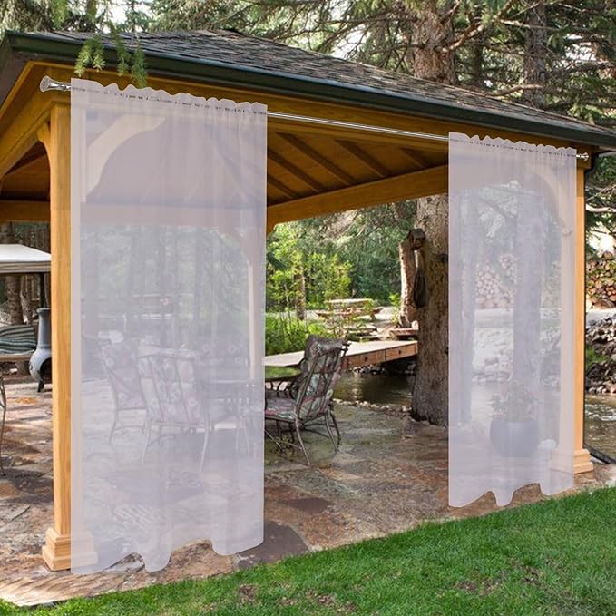 SpaceDresser Waterproof Outdoor Sheer Curtains by SpaceDresser