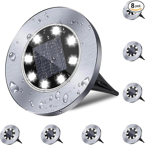 4.6 Inch Diameter Solar Ground Lights, Waterproof Solar Garden Lights, Outdoor by Rayolon