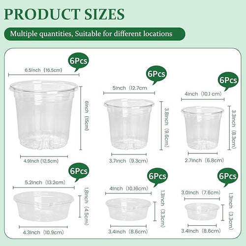 18 Pack 6.5/5/4 Inch Clear Self Watering Plant Pots - Image 2