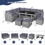 Tangkula 7 Pieces Patio Furniture Set, Outdoor Sectional Rattan Dining Sofa Set - Image 4
