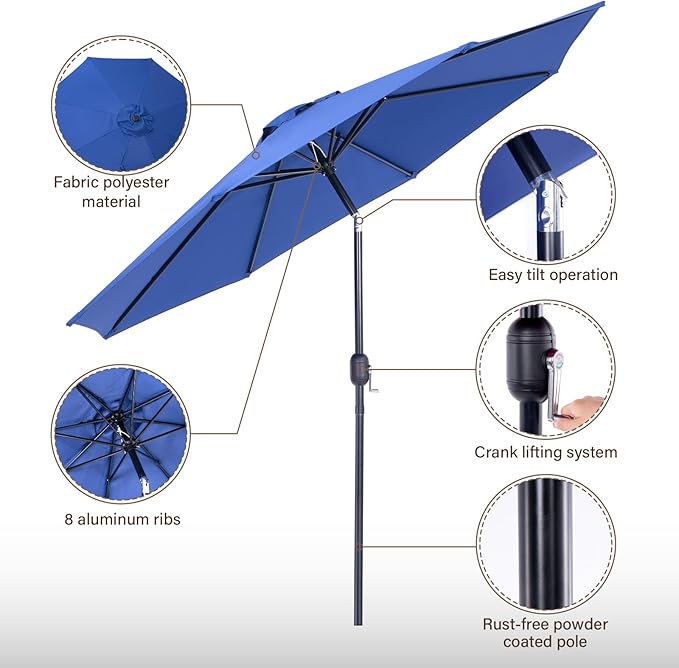 Backyard Expressions 9 ft. Patio Umbrella, Market Table Umbrella w/Tilt and - Image 2