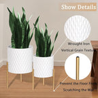 ARNIS Plants Pots with Stand, Unique Mid Century Decorative Metal Flower Pots - Image 3