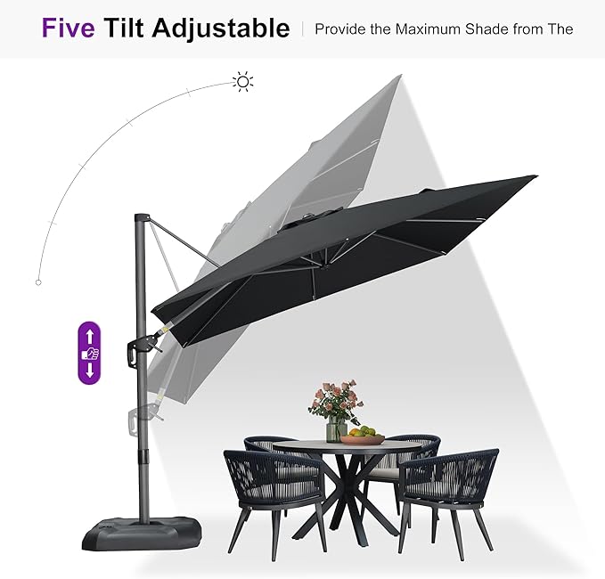 PURPLE LEAF 9 Feet Square Cantilever Umbrella Patio Umbrella - Image 6