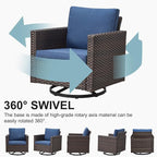 Belord Wicker Patio Furniture 5 Piece Outdoor Sofa Set, Oversize Outdoor Swivel - Image 4