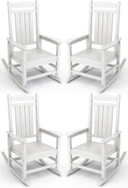 KINGYES HDPE Patio Rocking Chair Set of 4, Outdoor Rocking Chairs Porch Rocker by KINGYES
