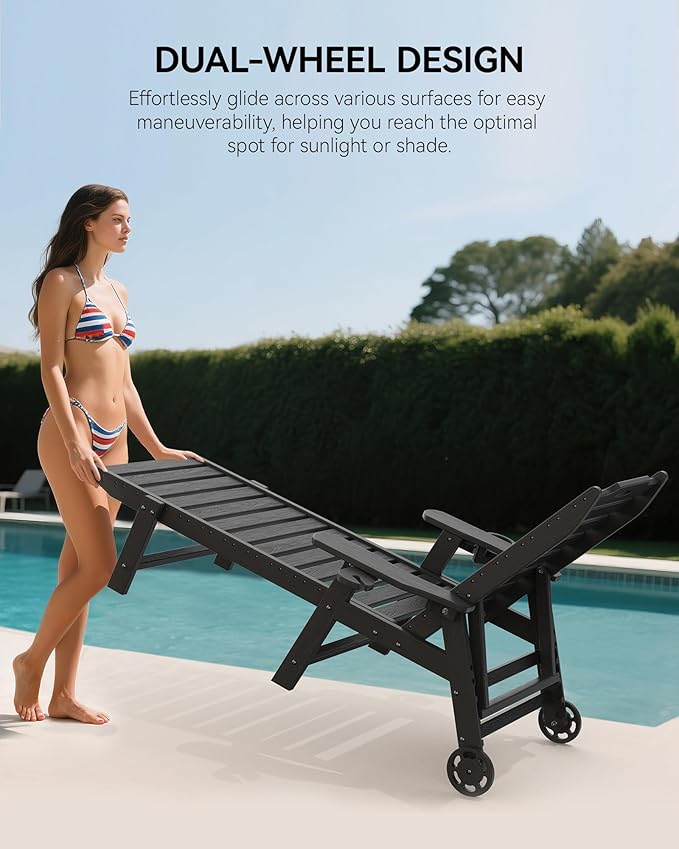 Carauci Lounge Chair Outdoor, HDPE Chaise Lounge - Image 4