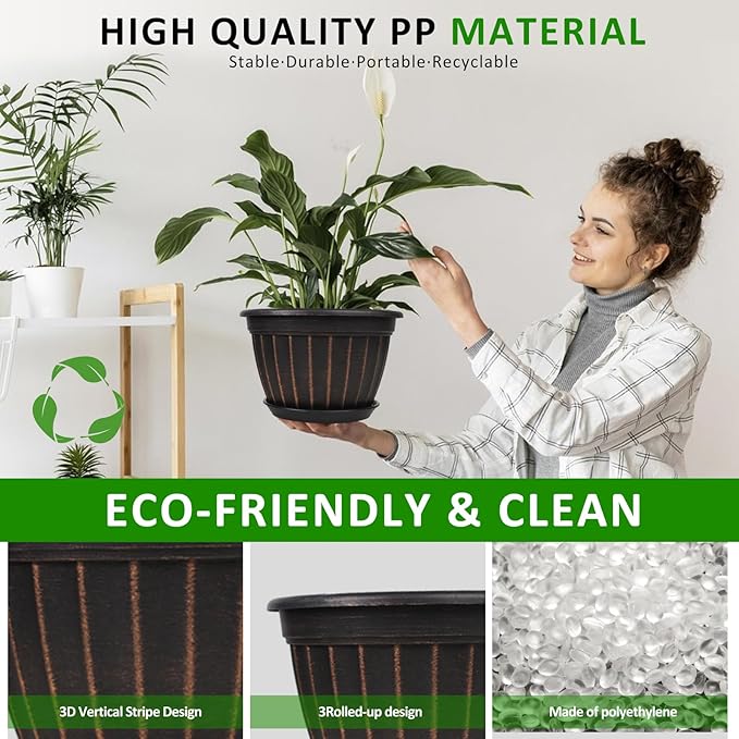 FGstyle 4 Pack Flower Pots, 8 Inch Plants Pot, Planters Pot - Image 2
