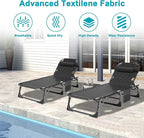 ABORON 2PK Heavy Duty Tanning Chair, 5-Gear Outdoor Folding Chaise Lounge Chair - Image 8