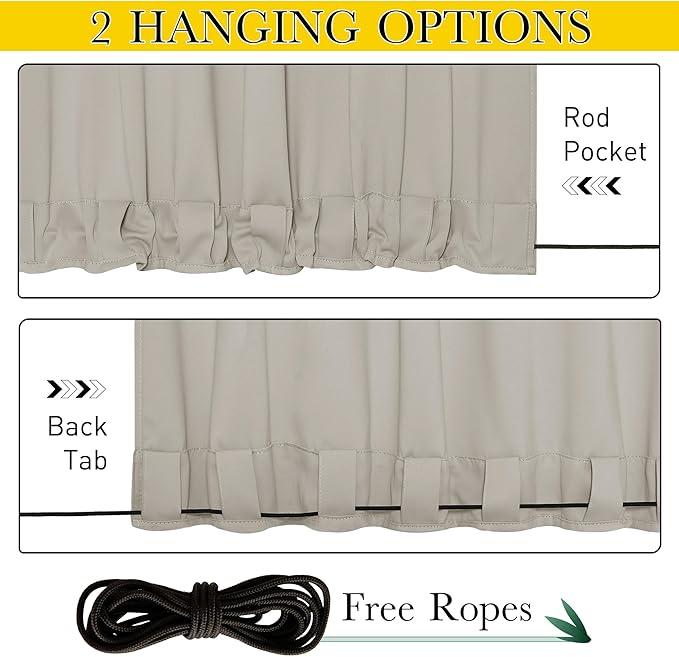 NICETOWN 2 Panels Fixed Outdoor Curtains - Image 2