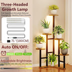 Corner Plant Stand Indoor with Grow Lights, 6 Tiered Corner Plant Shelf Flower - Image 4