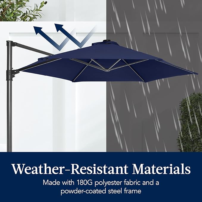 Best Choice Products 10ft Solar LED Offset Cantilever Hanging Market Patio - Image 6