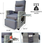Wicker Outdoor Recliner | 145° Wicker Patio Reclining Chair - Image 2