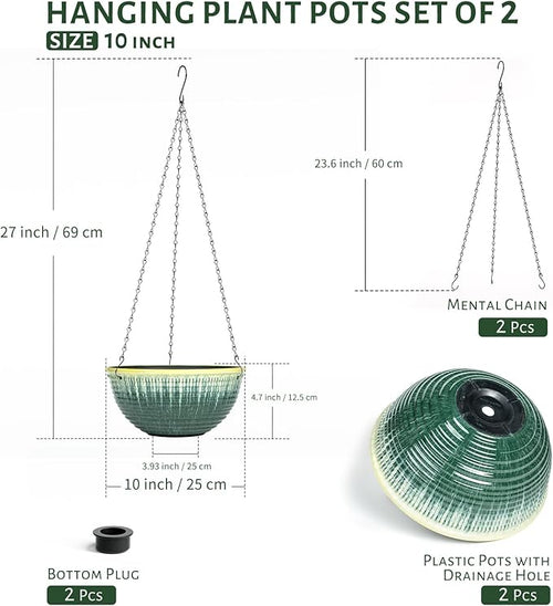 10inch Hanging Planter, 2 Pack Hanging Planters - Image 2