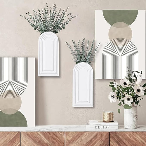 2 Pack Wooden Wall Vase Set - Image 2