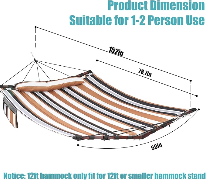 TegerDeger 12FT 2 Person Hammock Large Hammock 450LB Capacity - Image 6