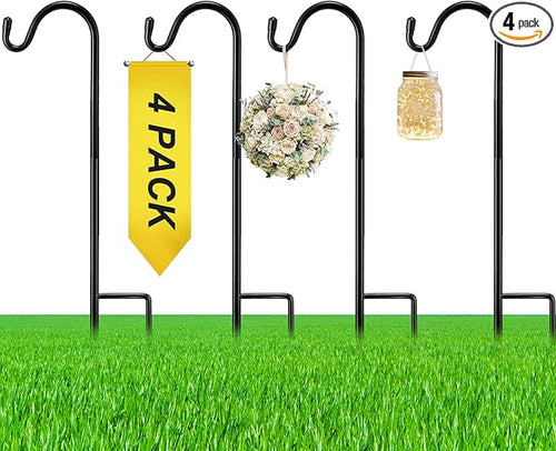 4 Pcs 15 Inch Shepherds Hook for Outdoor Adjustable Bird Feeder Pole Metal by Yetene