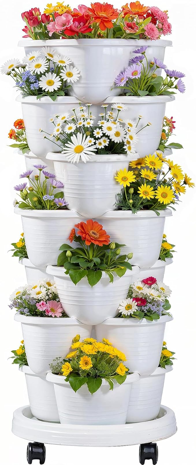 VECELO 7 Tier Vertical Garden Planter, Self Watering Stackable Planters by VECELO