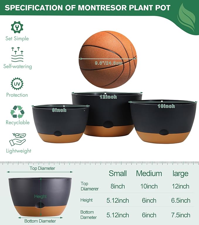 3 Pack 8/10/12 Inch Hanging Planters - Image 3