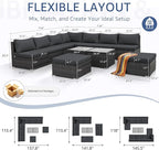 NICESOUL 11 Piece Extra Large Outdoor Furniture Sofa Set, Deep Wide PE Wicker - Image 4