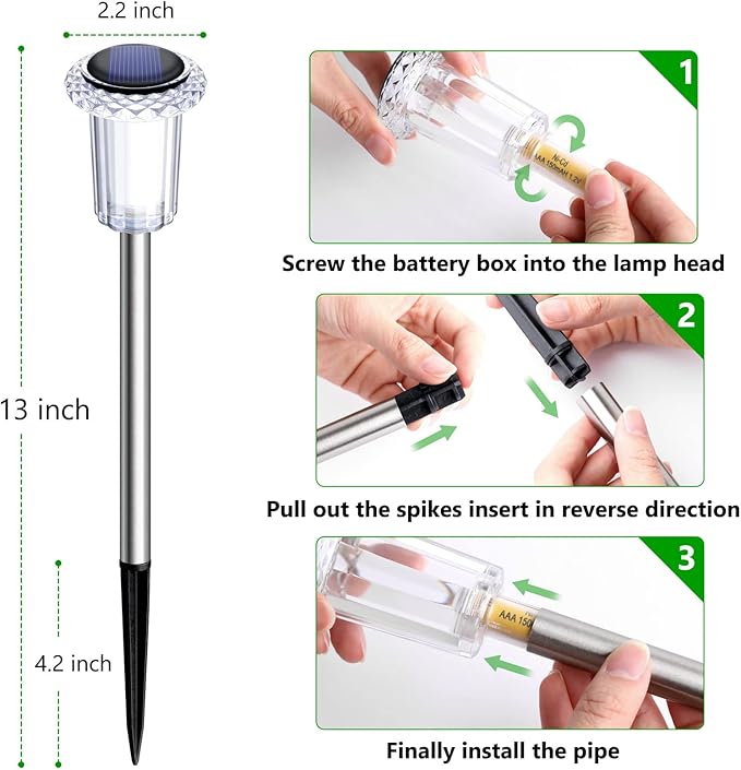 Solar Lights Outdoor 10 Pack Solar Pathway Lights Outdoor LED Waterproof - Image 5