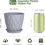 5 inch Plant Pots for Indoor Outdoor Plants, 6 Pack Thick Flower Pots - Image 2