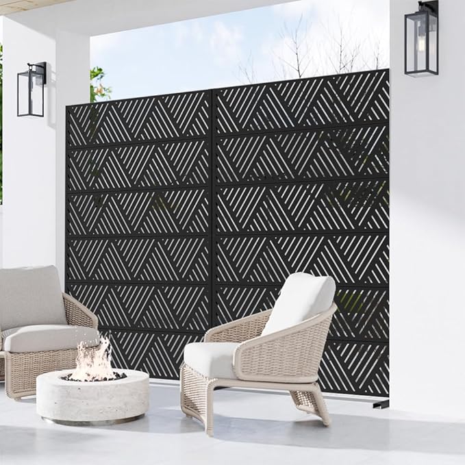 Casaphoria Metal Privacy Screen Outdoor, Triangular Black - Image 4
