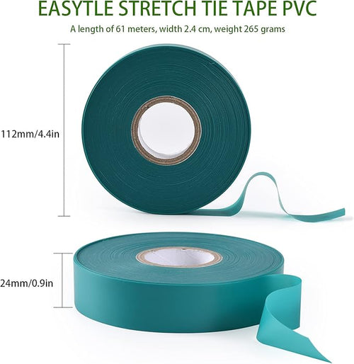 4 Rolls Stretch Tie Tape, 1” Wide 200FT Reusable Garden Plant Ties Green Tapes - Image 2