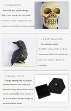 Outdoor Solar Lights, Crow Solar Lights Outdoor Waterproof Halloween Skull Light - Image 7