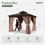 Aoxun 10'x10' Hardtop Gazebo, Outdoor Polycarbonate Double Top Canopy, Aluminum - Image 3