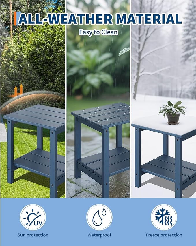 GarveeLife Adirondack Outdoor Side Table 18 x 15 in, HDPE 2-Tier Patio Side - Image 5